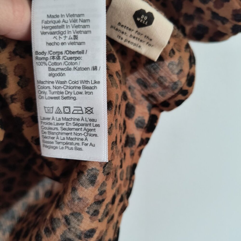 EUC Madewell Balloon-Sleeve Button-Up Top in Painted Leopard- Large - Picture 12 of 12